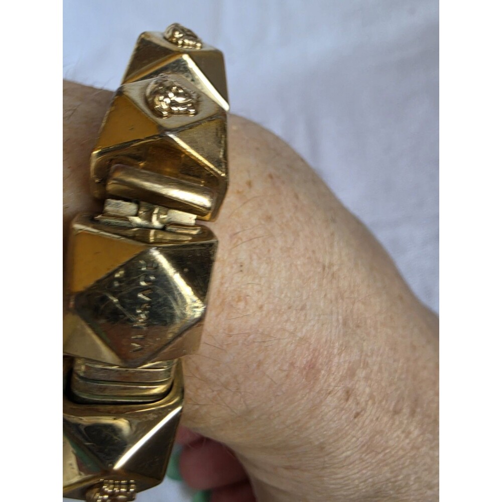 Vtg Gianni Versace Gold Tone Chunky Pyramid Links Medusa Bracelet - Picture 14 of 15